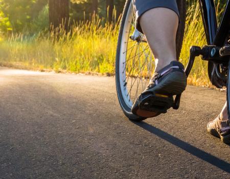 bike tire from bike on riding on bike trail 